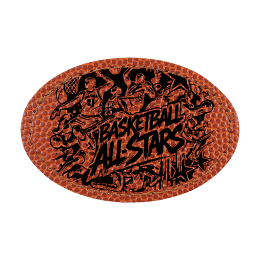 Sports Leather Oval Leatherette Patch.