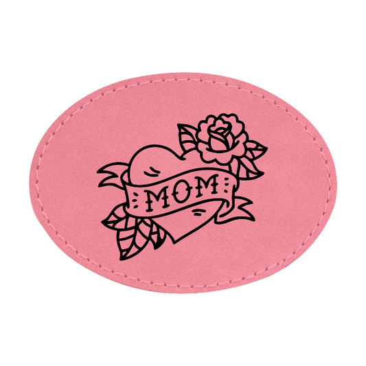 Pink Oval Leatherette Patch.